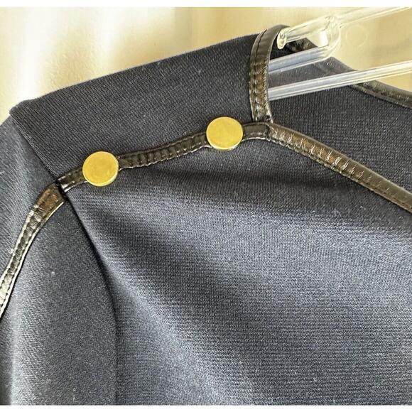 Ann Taylor Tunic Faux Leather Trim, Blue & Black, Sz: S, 55-16 - Picture 5 of 15